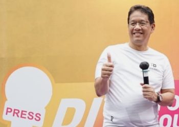 Menkeu Purbaya Yudhi Sadewa, saat menghadiri momen Fun Run for Good Journalism 2025 yang diinisiasi Forum Pemred di Universitas Atmajaya Jakarta, Minggu (16/11/2025). (fornews.co/ist)