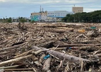 Penampakan kayu gelondongan yang memenuhi aliran sungai di wilayah Padang, pasca  bencana banjir dan longsor di kawasan Aceh, Sumut dan Sumbar. (fornews.co/ist)