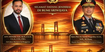 Kapolda Sumsel, Irjen Pol Sandi Nugroho dan Advokat, Kurator & Pengurus dari DR Hukum & CO, Adv. Hengki, SH, MH. (fornews.co/ist)