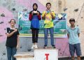 Siswa SMPN 9 Palembang, Fatih Noor Kertanegara, usai penyerahan medali juara 1 O2SN Tingkat Kota Palembang Tahun 2026 cabor Panjat Tebing, di Venue Panjat Tebing JSC Palembang, Minggu (14/6/2026). (fornews.co/foto: ist)